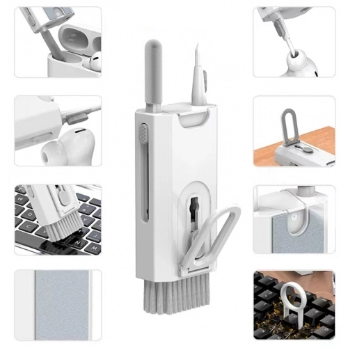 Zore Q8 Çok Fonksiyonlu Fırçalı Telefon Tablet Airpods Temizleme Kiti - Beyaz