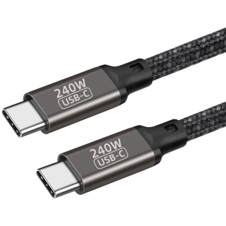 Zore QG02 Thunderbold Uyumlu Type-C to Type-C PD3.1 Data Kablosu 240W 480Mbps 1.5 Metre - Siyah