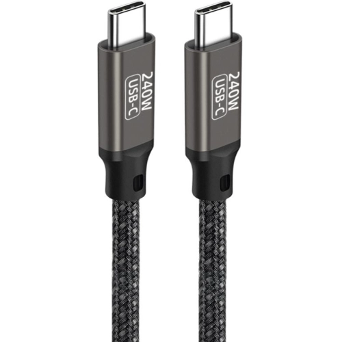 Zore QG02 Thunderbold Uyumlu Type-C to Type-C PD3.1 Data Kablosu 240W 480Mbps 3 Metre - Siyah