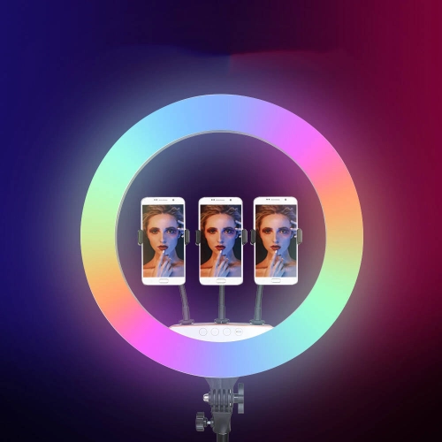 Zore RGB Light 56cm Işıklı Telefon Tutucu Ring Light - Siyah