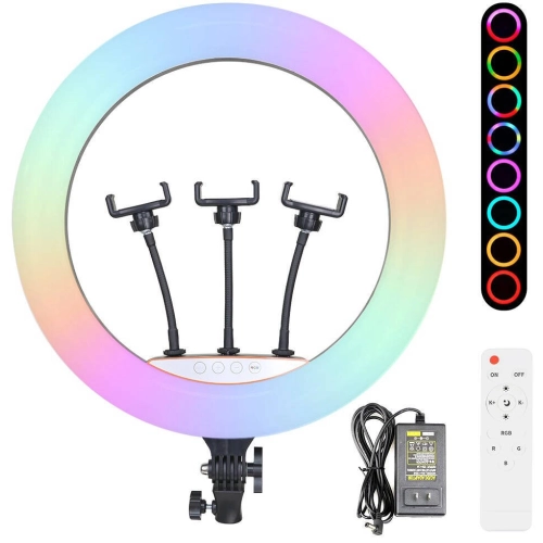 Zore RGB Light 56cm Işıklı Telefon Tutucu Ring Light - Siyah