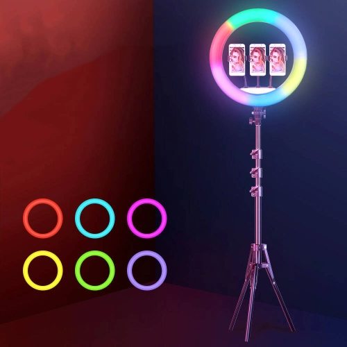 Zore RGB Light 56cm Işıklı Telefon Tutucu Ring Light - Siyah