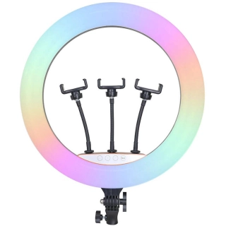 Zore RGB Light 56cm Işıklı Telefon Tutucu Ring Light - Siyah