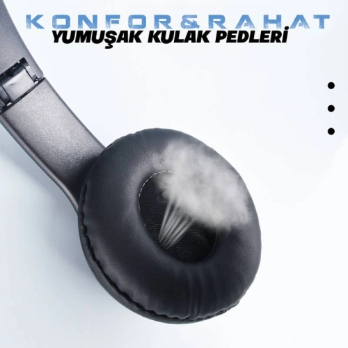 Zore ST95 Güçlü Ses Özelliği Ayarlanabilir ve Katlanabilir Kulak Üstü Bluetooth Kulaklık - Siyah