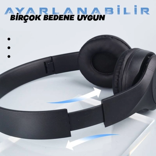 Zore ST95 Güçlü Ses Özelliği Ayarlanabilir ve Katlanabilir Kulak Üstü Bluetooth Kulaklık - Siyah