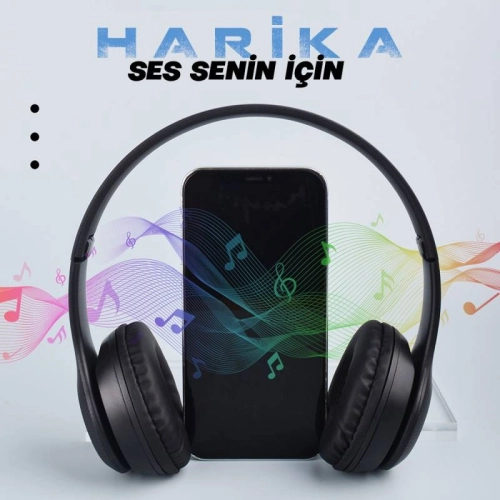 Zore ST95 Güçlü Ses Özelliği Ayarlanabilir ve Katlanabilir Kulak Üstü Bluetooth Kulaklık - Siyah