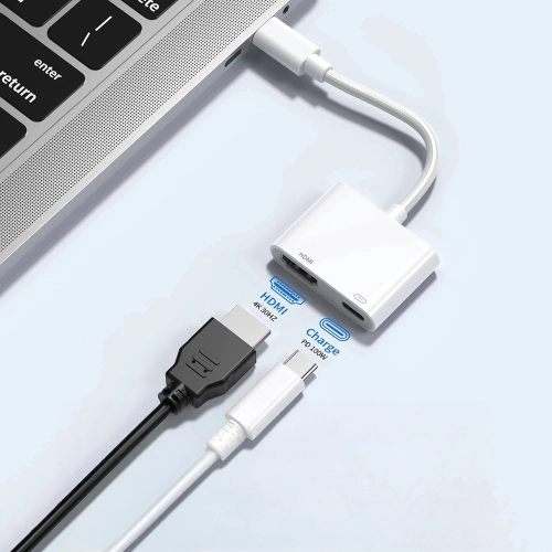 Zore Type-C to HDMI 4K@30Hz + PD 100W Çoklayıcı Adaptör (MacBook/iPad Uyumlu)- Beyaz