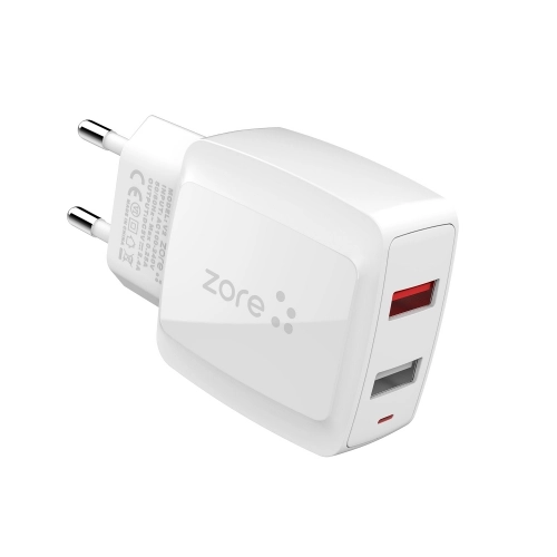Zore Vest Serisi V2 Type-C 2 in 1 Hızlı Şarj Seti 2.4A/12w - Beyaz