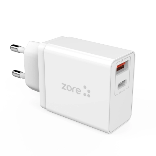 Zore xMac Serisi Apple Lightning 2 in 1 Çift Giriş Hızlı Şarj Seti QC 3.4A/18w - Beyaz