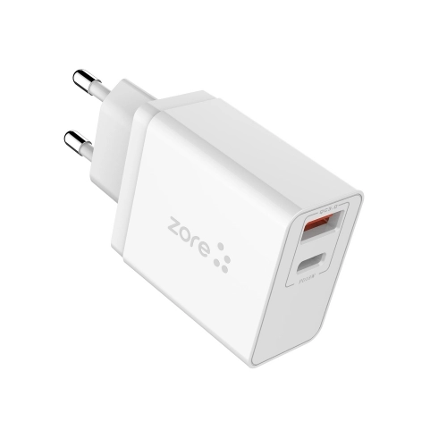 Zore xMac Serisi Micro-USB 2 in 1 Çift Giriş Hızlı Şarj Seti QC 3.4A/18w - Beyaz