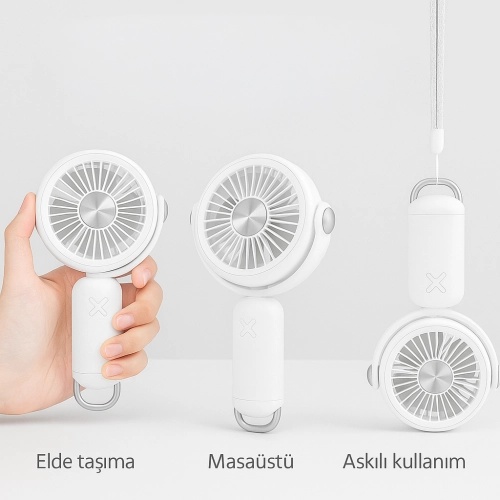 Zore YS-2506 360 Derece Dönebilen Katlanabilir El Fanı, Type-C Şarjlı Portatif Mini Vantilatör