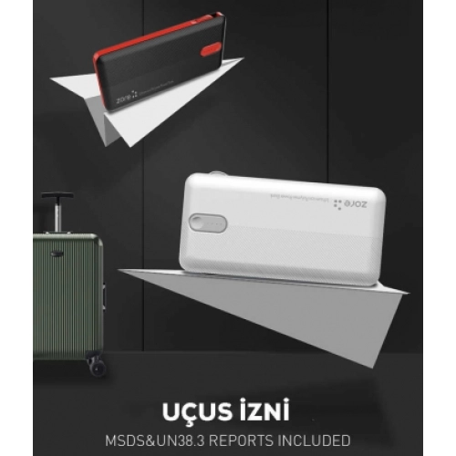 Zore ZR-1013 10000 mAh Powerbank Hızlı Şarj Tek Çıkış Apple Lightning  Type-C Micro  - Beyaz