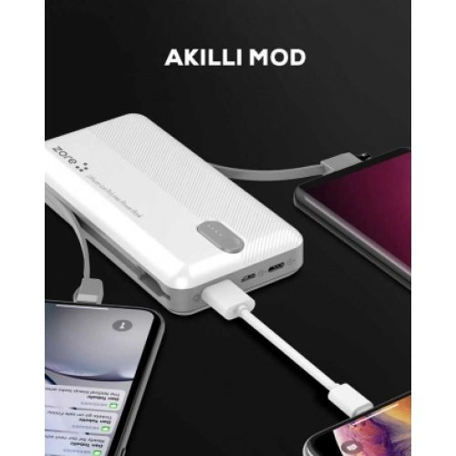 Zore ZR-1013 10000 mAh Powerbank Hızlı Şarj Tek Çıkış Apple Lightning Type-C Micro - Siyah