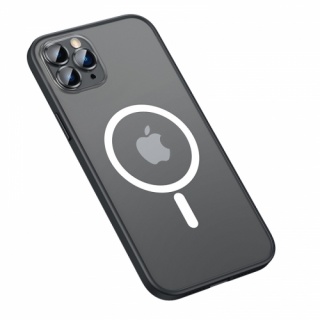 Apple iPhone 11 Pro Kılıf Lens Koruyuculu Mokka Magsafe Wireless Silikon Kapak - Siyah