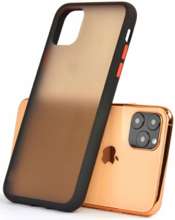 Apple iPhone 11 Pro Max Kılıf Exlusive Arkası Mat Tam Koruma Darbe Emici - Siyah