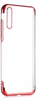 Huawei Y8p Kılıf Renkli Köşeli Şeffaf Esnek Silikon - Kırmızı
