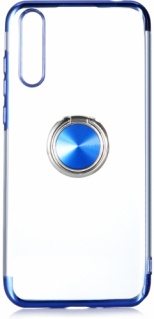 Huawei Y8p Kılıf Renkli Köşeli Yüzüklü Standlı Lazer Şeffaf Esnek Silikon - Mavi