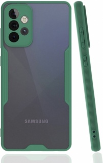 Samsung Galaxy A72 Kılıf Kamera Lens Korumalı Arkası Şeffaf Silikon Kapak - Yeşil