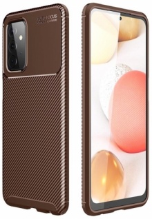 Samsung Galaxy A72 Kılıf Karbon Serisi Mat Fiber Silikon Negro Kapak - Kahve