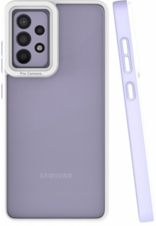 Samsung Galaxy A72 Kılıf Şeffaf Mat Arka Yüzey Silikon Mima Kapak - Lila