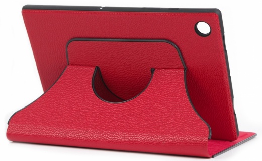 Samsung Galaxy Tab A8 10.5 SM-X200 Kılıf 360 Dönenli Standlı Silikon Fest Kapak - Kırmızı