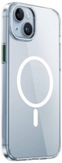 Apple iPhone 15 Kılıf Wiwu ZYS-013 Magsafe Şarj Özellikli Renkli Kamera Çerçeveli Şeffaf Jelly Kapak - Beyaz