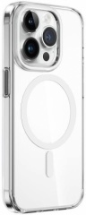 Apple iPhone 15 Pro Max Kılıf Wiwu ZYS-013 Magsafe Şarj Özellikli Renkli Kamera Çerçeveli Şeffaf Jelly Kapak - Beyaz