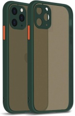 Apple iPhone 11 Pro Max Kılıf Kamera Korumalı Arkası Şeffaf Mat Silikon Kapak - Koyu Yeşil