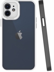 Apple iPhone 12 (6.1) Kılıf Şeffaf Mat Arka Yüzey Silikon Mima Kapak - Siyah