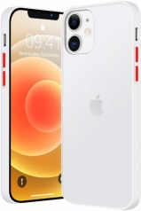 Apple iPhone 12 Pro (6.1) Kılıf Exlusive Arkası Mat Tam Koruma Darbe Emici - Beyaz