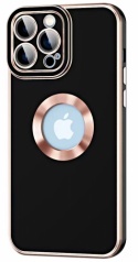 Apple iPhone 13 Pro (6.1) Kılıf Kamera Lens Korumalı Açık Logolu Kongo Kapak - Siyah