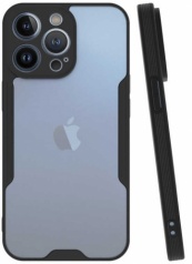 Apple iPhone 13 Pro (6.1) Kılıf Kamera Lens Korumalı Arkası Şeffaf Silikon Kapak - Siyah