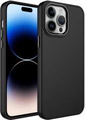 Apple iPhone 14 Pro Max (6.7) Kılıf Metal Çerçeve ve Buton Tasarımlı Silikon Kapak - Siyah