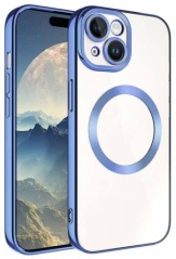 Apple iPhone 15 (6.1) Kılıf Magsafe Wireless Şarj Özellikli Zore Setro Silikon - Sierra Mavi
