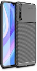 Huawei Y8p Kılıf Karbon Serisi Mat Fiber Silikon Negro Kapak - Siyah