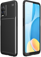 Oppo A54 Kılıf Karbon Serisi Mat Fiber Silikon Negro Kapak - Siyah