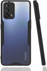 Oppo A74 Kılıf Kamera Lens Korumalı Arkası Şeffaf Silikon Kapak - Siyah
