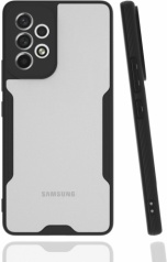Samsung Galaxy A33 5G Kılıf Kamera Lens Korumalı Arkası Şeffaf Silikon Kapak - Siyah