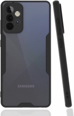 Samsung Galaxy A72 Kılıf Kamera Lens Korumalı Arkası Şeffaf Silikon Kapak - Siyah