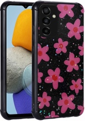 Samsung Galaxy M23 5G Kılıf Desenli Simli Kenarları Airbag Kamera Korumalı Popy Kapak - Çiçekli