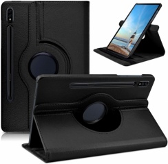 Samsung Galaxy Tab S8 Ultra X900 Tablet Kılıfı 360 Derece Dönebilen Standlı Kapak - Siyah