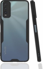 Vivo Y20 Kılıf Kamera Lens Korumalı Arkası Şeffaf Silikon Kapak - Siyah