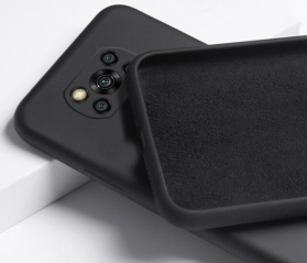 Xiaomi Poco X3 NFC Kılıf Liquid Serisi İçi Kadife İnci Esnek Silikon Kapak - Siyah