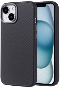 Apple iPhone 14 (6.1) Kılıf Magsafe Şarj Özellikli Karbon Fiber Görünümlü Zore Troy Kapak - Siyah