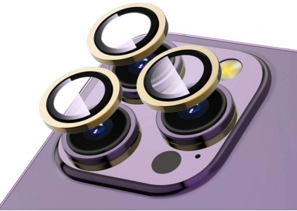 Apple iPhone 14 Pro Max (6.7) Lens Kamera Koruyucu Parmak İzi Bırakmayan Anti-Reflective CL-12 - Gold