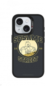 Apple iPhone 15 Plus Kılıf Magsafe Şarj Özellikli Ayrılabilir Arka Panel Sesame Street Protective Case Kapak - Siyah