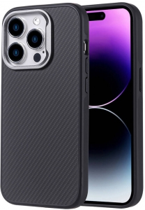 Apple iPhone 15 Pro (6.1) Kılıf Magsafe Şarj Özellikli Karbon Fiber Görünümlü Zore Troy Kapak - Siyah