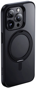Apple iPhone 15 Pro Max (6.7) Kılıf Magsafe Şarj Özellikli 360° Dönebilen Benks Pop Stand Kapak - Siyah