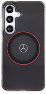 Samsung Galaxy S24 Kılıf Mercedes Benz Orjinal Lisanslı Magsafe Şarj Özellikli IML Yıldız Logolu Red Ring Kapak - Siyah