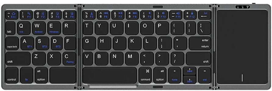 Recci RCS-K01 Katlanabilir Kablosuz Multifonksiyonel Touchpad Klavye - Gri